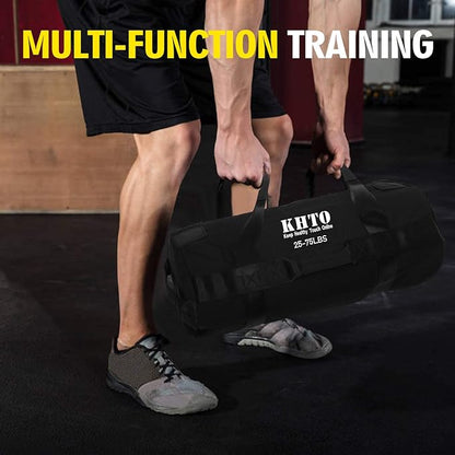 KHTO Sandbags-Heavy Duty Sandbags for Fitness Weighted Power Training-Adjustable Exercise Sandbags Gift Jump Rope& Cooling Towel