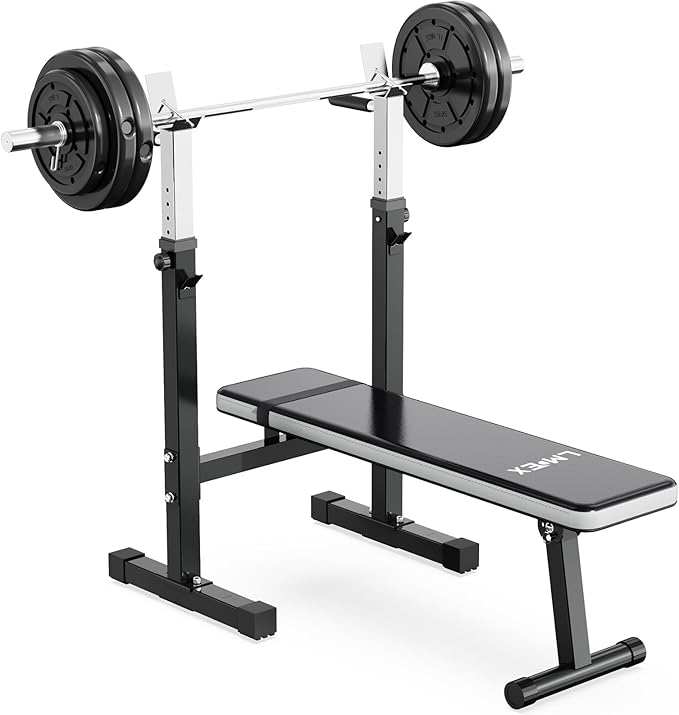 Adjustable Weight Bench Press with Squat Rack Folding Multi-Function Dip Station for Full Body Workout Home Gym Strength