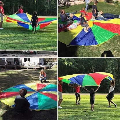 Sonyabecca Parachute 8 Feet 10 Feet 12 Feet for Kids with 9 Handles 12 Handles Play Parachute for 8 12 Kids Tent Cooperative Games Birthday Gift