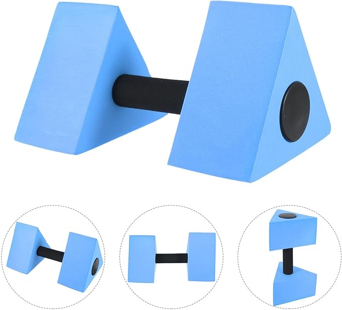 BESPORTBLE Triangle Water Aerobic Exercise Foam Dumbbells Water Exercise Barbells EVA Pool Dumbbell Weight Fitness Swim Dumbbells for Swim Water Sports Blue