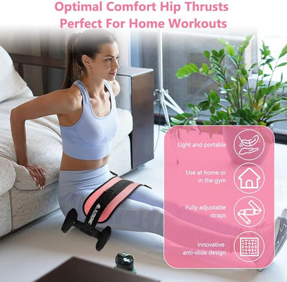 Exercise Hip Thrust Belt, Glute Trainer, Adjustable Hip Thrust Belt with Extra Padding for Dumbbells Kettlebells Gym Fitness Bodybuilding Weightlifting, Black