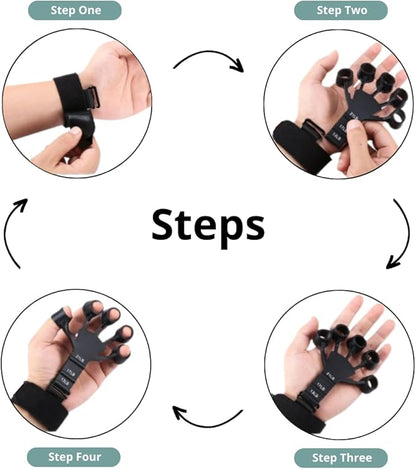 Black Gripster Forearm Trainer, Finger Exerciser, and Hand Grip Strengthener - Hand Exercisers for Strength, Finger Strengthener, Grip Strength Trainer for Enhanced Grip - vein trainer - the gripster - 3 PCS - SevenSevenSeven