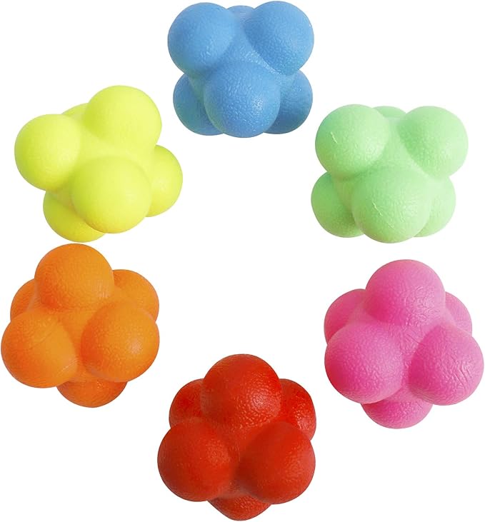 Yaegoo 6 PCS Reaction Balls Rubber Reaction Bounce Balls for Hand-Eye Coordination, Agility & Speed Reflex Training