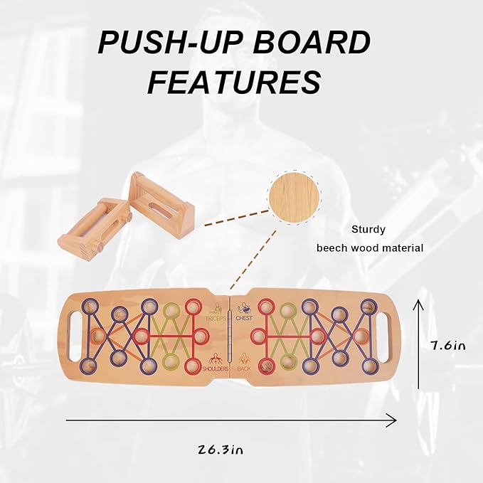 Push up board portable push up bar wooden push up handles for floor foldable strength training push up board professional push up training equipment for man and women