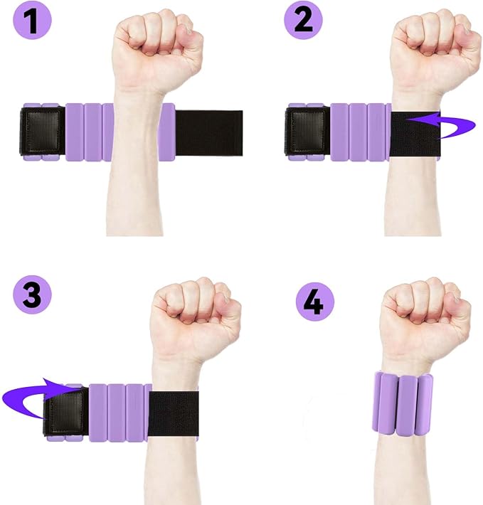 Adjustable Wrist & Ankle Weights for Women and Men, Workout Weights Set of 2 (1Lb Each), Wearable Bracelets for Exercise, Yoga, Walking, Running, Dance, Pilates, Cardio, Aerobics, Home Gym