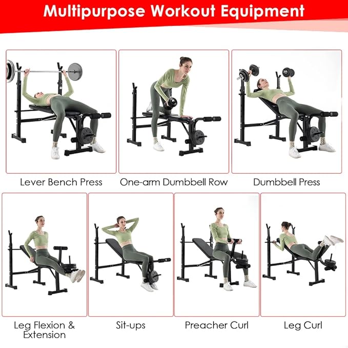 Olympic Weight Bench With Soft Comfortable Cushion Multipurpose Workout Equipment For Home Gym Full-Body Workout