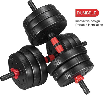 EDOSTORY Adjustable Dumbbell Set, 22/44/66/88lbs Free Weights Dumbbells for Home Gym, 4 in 1 Set, Barbell Set, Dumbbell Set, Kettlebell Set and Push-ups, Non-slip Handles, Fitness for Men Women