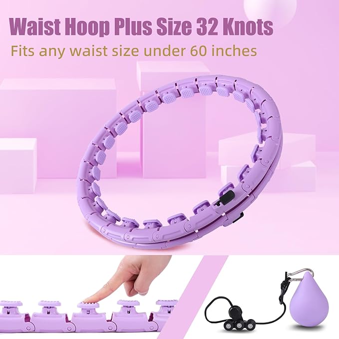 34 Knots Weighted Workout Hoop Plus Size, Smart Waist Exercise Ring for Adults Weight Loss