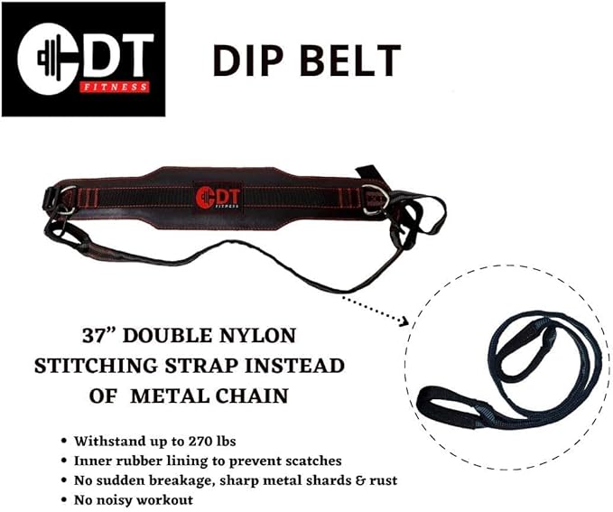 Leather Dip Belt | Adjustable Buckle | Double Stitched Nylon Strap | Padded Interior | Ergonomic Design | Weighted Pull-up Chin up Squat Donkey Calf Raises