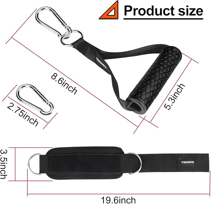 Ankle Straps for Cable Machines and Exercise Handles — Replacement Fitness Equipment for Strength Trainer. Gym Attachments for Leg Extensions, Heavy Duty Working Out Handles Accessories.