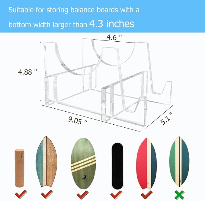 Balance Board Stand,Acrylic Balancing Board Stand,Clear Balance Boards Accessories, Balance board Holder for balance board and roller,At Home Gym for Yoga Pilates Fitness Organization.