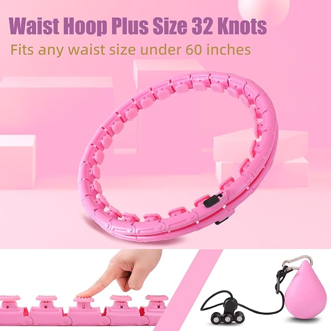 34 Knots Weighted Workout Hoop Plus Size, Smart Waist Exercise Ring for Adults Weight Loss