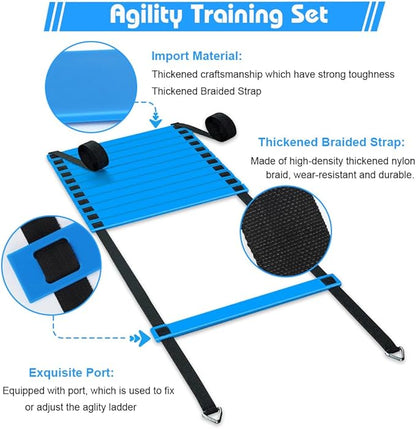 Football Speed Agility Training Set Agility Ladder 12 Sports Cones and Football Kick Trainer Football Training Equipment Footwork Drills for Kids and Adults