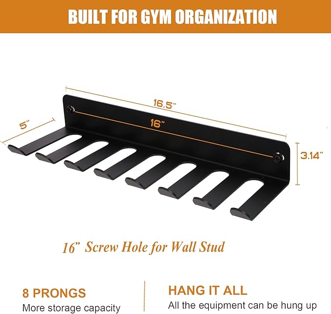 Multi-Purpose Storage Rack Resistance Bands Rack Gym Storage Rack Fitness Bands Rack Heavy Duty Rack for Resistance Bands, Straps, Jump Ropes, Foam Rollers, Chains, Weight Belts, Tools