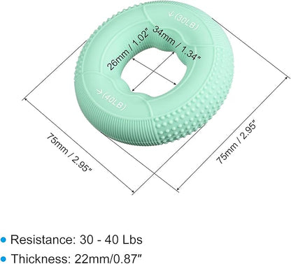 uxcell Hand Grip Strengthener, 2.95" 30-40 Lbs Silicone Rings Fingers Forearms Exercise Grip Trainer for Rock Climbing Athletes Workout, Green