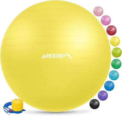 APEXUP Yoga Ball Exercise Ball, Pilates Ball, Anti Slip Stability Ball, Heavy Duty Gym Ball for Fitness, Balance, Core Workout, Physical Therapy