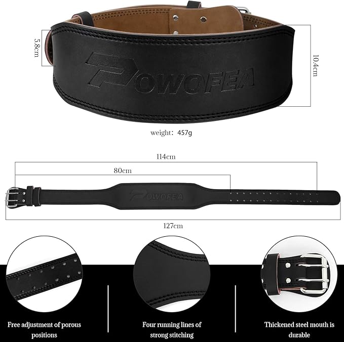 Weight Lifting Belt, Leather Lifting Belt for Woman with Adjustable Buckle, Support For Squat, Exercise, Deadlift, Powerlifting Workout, Strength Training & Cross Training Lumbar Back for Men and Women