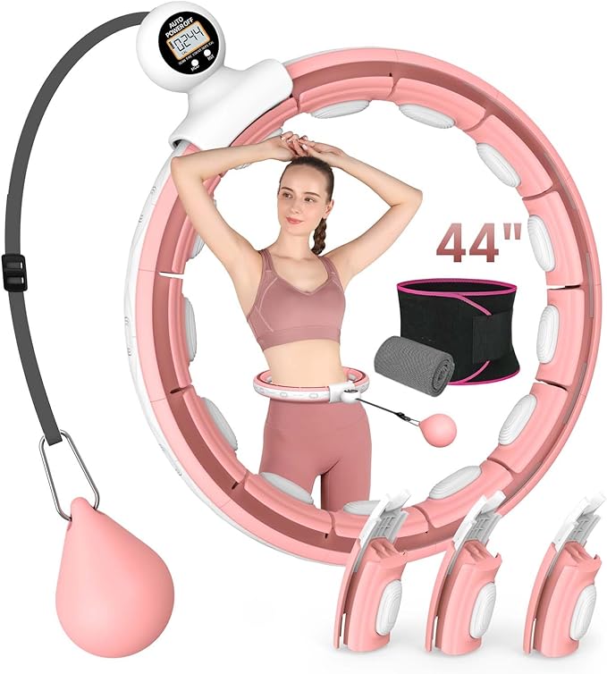 EPEHSPORT Silent Infinity Smart Hoops with Counter 22"-44", Weighted Exercise Hoola Equipment, 2 in 4 Abdomen Fitness Massage,Infinity Hoop Weighted Hula Hoop with Sweat Belt.