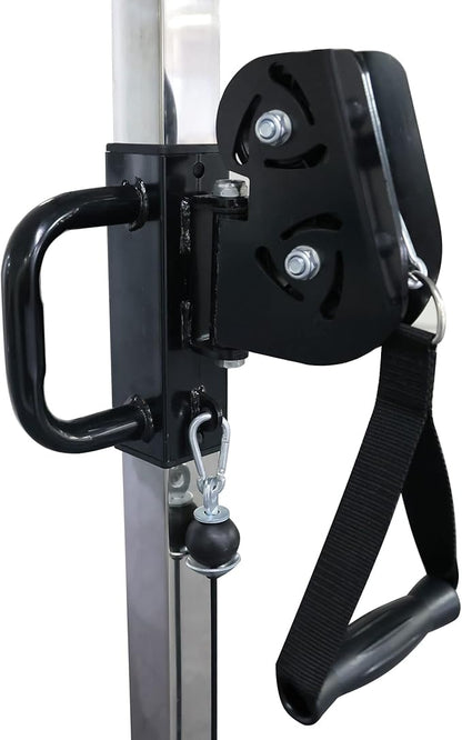 Signature Fitness Multi-Function Adjustable Power Cage with J-Hooks, Safety Straps and Optional LAT Pulldown Attachment and Cable Crossover, Multiple Styles