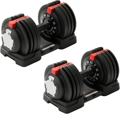 UMAY Fitness 12 Level Adjustable Dumbbells Set,52.5 LB Dumbbells Set,3-IN-1 Set Work As 12 Level Dumbbells/Kettlebells/Barbells,Home Gym Weights