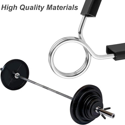 4pcs 2 Inch Barbell Clamps, Stainless Steel Spring Collar Clips Weight Bar Clamps Dumbbell Barbell Handle Locking Clip for Weightlifting Strength Gym Fitness Training Accessories