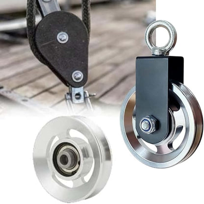 Aluminum GYM Pulley Wheel, Universal Aluminum Alloy Bearing Pulley Wheel for Cable Machine Gym Equipment Part Garage Door