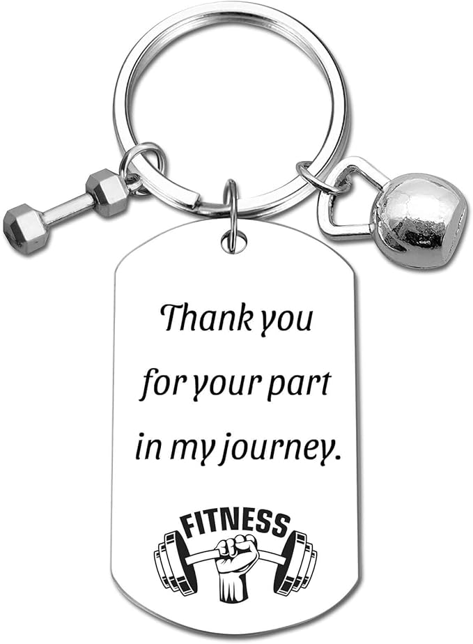 Fitness Keychain Featuring Dumbbell and Kettlebell with Uplifting