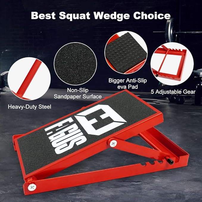 Red Blue Orange Squat Wedge Set,Anti-Slip Slant Board for Calf Stretching,4 Positions Adjustable Ankle Incline Board and Stretch Board,Full Non-Slip Surface Balance Board