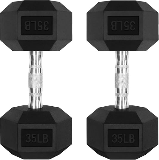 RitFit 5-300LBS Rubber Encased Hex Dumbbell Sets with Optional Rack for Home Gym, Coated Hand Weights for Strength Training, Workouts