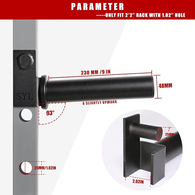 SYL Fitness Olympic Weight Plates Holder Power Rack Attachment Weights Storage Rack, Fit 2x2 & 3x3 inch Square Tube