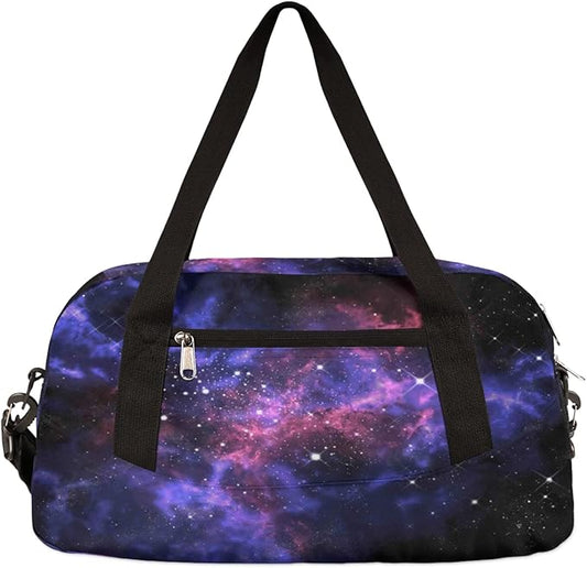 Universe Galaxy Star Space Gym Bag for Women Men, Small Travel Duffel Bag for Sports Getaway Overnight Bag Lightweight Weekender Bags Workout Bag Dance Bag for Boys Girls Kids Teens