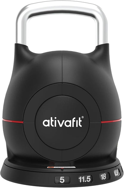 Ativafit 7 in 1 Adjustable Kettlebell 5-44lbs Adjustable Kettlebell with Solid Aluminum Handle Quick Adjustment Weights With Safety Locking Systerm Space Saving Strength Training For Full Body Home Gym Workout