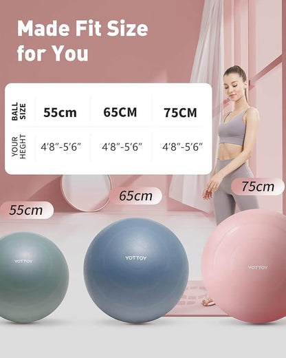 Anti-Burst Exercise Ball for Working Out, Yoga Ball for Pregnancy,Extra Thick Workout Ball for Physical Therapy,Stability Ball for Ball Chair Fitness with Pump