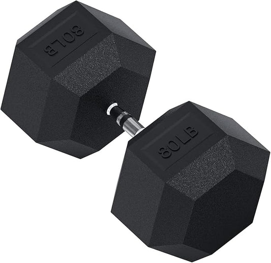 THUNDERBAY Rubber Coated Cast Iron Hex Dumbbell Weights(in