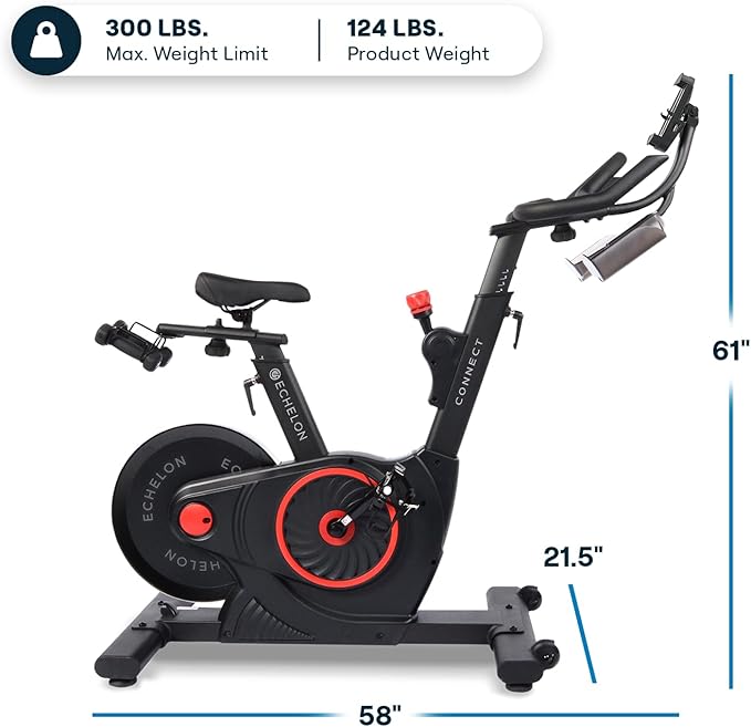 Echelon Fitness - Exercise Bike - Smart Connect Workout Bike - Magnetic Resistance Mechanism - Stationary Bikes with Speed Monitor & Adjustable Seat - Indoor Bike - Bluetooth Connectivity -136 KG