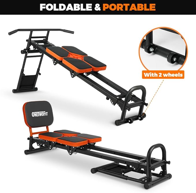 ONETWOFIT Multifunctional Indoor Home Gym Workout, Foldable Total Full Body Strength Training Fitness Exercise Equipment, All in one Workout Station with 4 Resistance Levels Over 80 Exercise Options