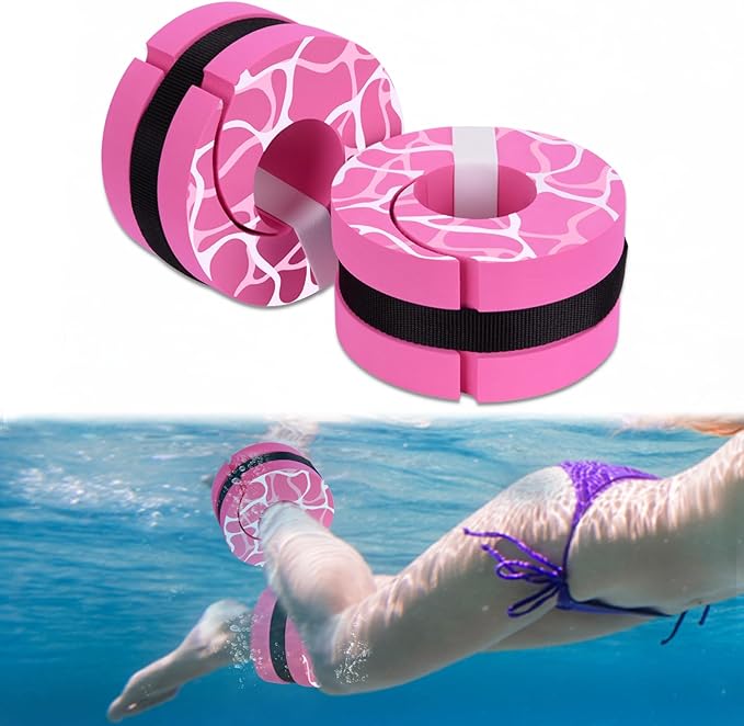 Swim Aquatic Cuffs,High-Density EVA Water Aerobics Float Ring Fitness Pool Exercise Weights Set, Water Ankles Arms Belts with Detachable Adjustable Webbing for Swim Fitness Training