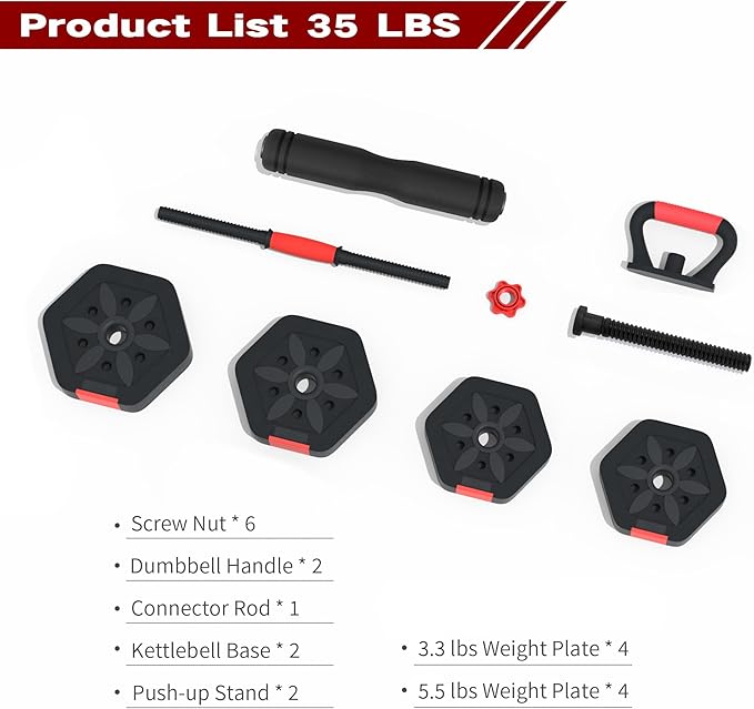 VIVITORY Dumbbell Sets Adjustable Weights, Free Weights Dumbbells Set with Connector, Non-Rolling Adjustable Dumbbell Set, Barbell Weights Set for Home Gym, Hexagon, Cement Mixture