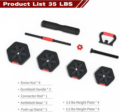 VIVITORY Dumbbell Sets Adjustable Weights, Free Weights Dumbbells Set with Connector, Non-Rolling Adjustable Dumbbell Set, Barbell Weights Set for Home Gym, Hexagon, Cement Mixture