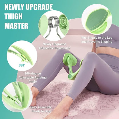 Thigh Master Thigh Exerciser for Women, Non-Install Pelvic Floor Muscle Trainer for Postpartum Rehabilitation and Inner Thigh Toning, Hip Trainer Kegel Exerciser for Home Gym Fitness Equipment(Green)