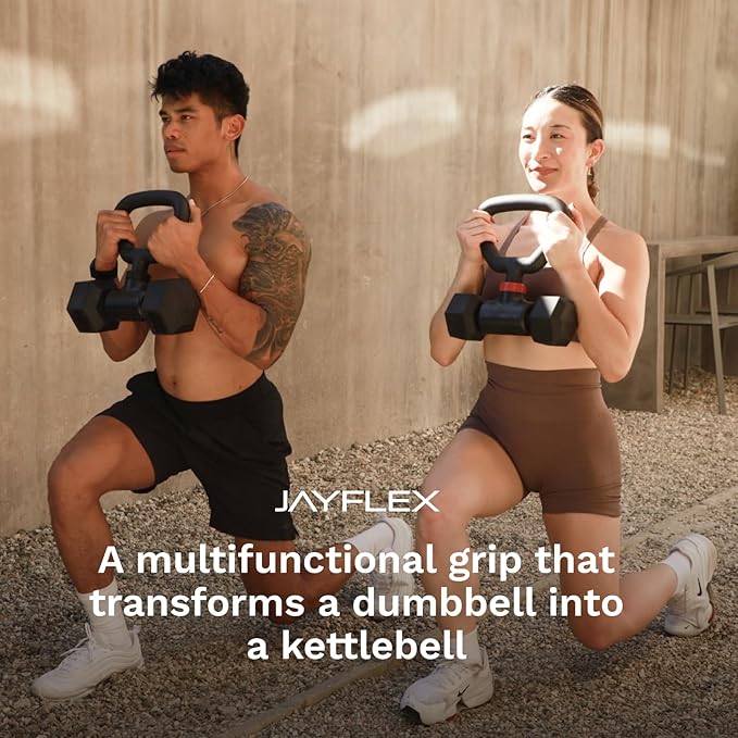 Jayflex Hyperbell Dumbbell Converter - Convert Dumbbells to Barbell Set and Kettlebell for Home Fitness - Adjustable & Up to 200 lb Capacity Weight Barbell for Weight Lifting