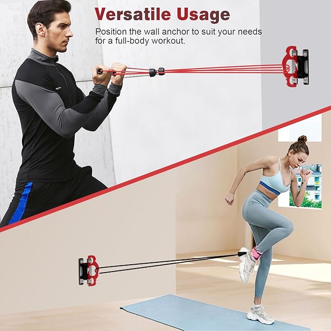 Resistance Band Wall Anchors Gym Wall Anchor System Versatile Space-Saving Solution with Resistance Band Bar and Wall Anchors for Home Gym Workouts Strength Training