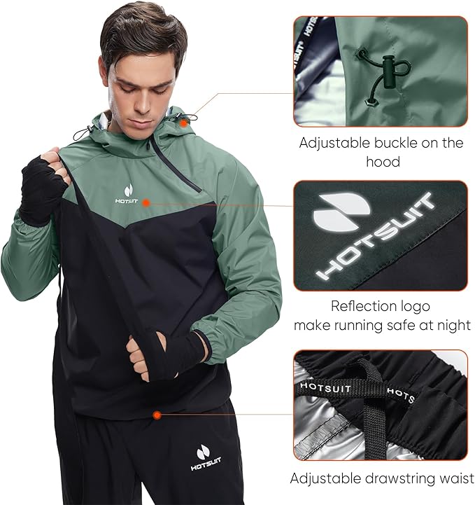 HOTSUIT Sauna Suit for Men Sweat Sauna Jacket Pant Gym Workout Sweat Suits