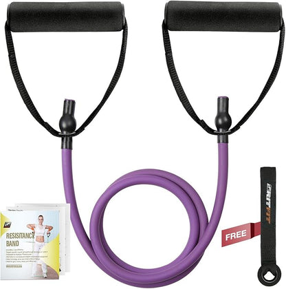 RitFit Single Resistance Exercise Band with Comfortable Handles - Ideal for Physical Therapy, Strength Training, Muscle Toning - Door Anchor and Starter Guide Included