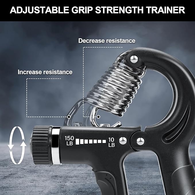 2 Pack Grip Strength Trainer, Adjustable Resistance 10-150 lbs Hand Gripper, Non-Slip Gripper, Hand Grip Strengthener for Muscle Building and Injury Recovery for Athletes