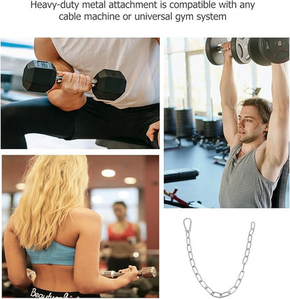 BESPORTBLE 2pcs Fitness Chain Exercise Cable Machine Extension Chain Pull Cable Extension Weight Machine Chain LAT Pulldown Attachment Accessories for Pulley System, Home Gym