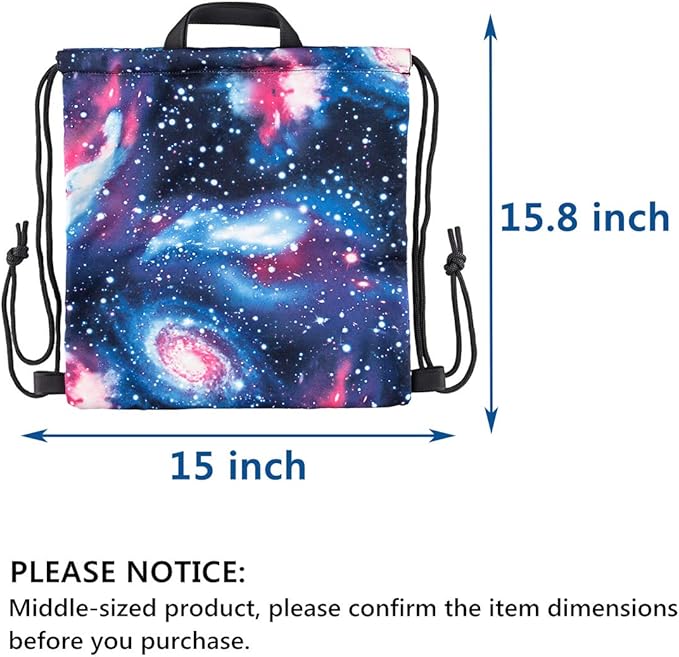 VanFn Drawstring Bags, Creative Design Gymsack, Unisex Sackpack, Casual Backpack, Sport's Equipment Bag Travel Bags (Galaxy)