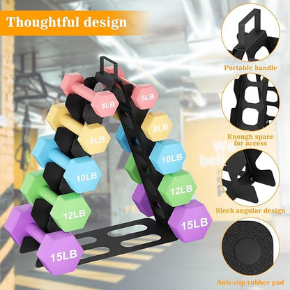 Dumbbell Rack, A-Frame Metal Dumbbell Holder with Handle, Multilevel Weight Storage Organizer for Dumbbells, Tree Shape Compact Weight Rack/Holder, Perfect for Child/Women Home Gym