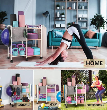 Yoga Mat Storage Rack Home Gym Equipment Workout Equipment Storage Organizer Yoga Mat Holder for Yoga Mat Foam Roller Dumbbells Kettlebells Resistance Bands and More Gym Accessories Women Men