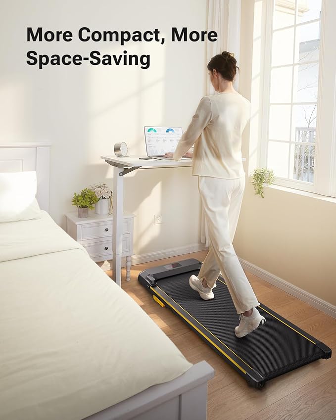 UREVO Walking Pad, Under Desk Treadmill for Home Office, Portable Walking Treadmill with Remote Control, LED Display